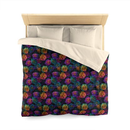 Neon Whisper Blooms Microfiber Duvet Cover
