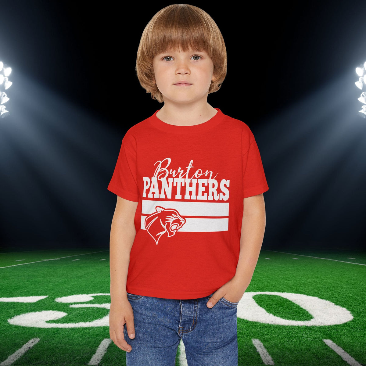 Burton Panthers w/Mascot & Stripes Heavy Cotton™ Toddler T-shirt