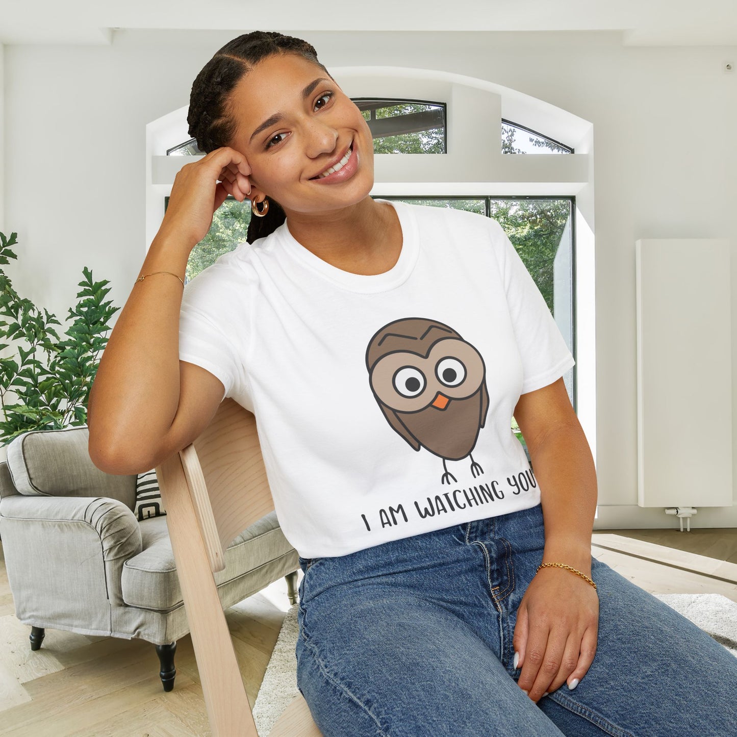 I Am Watching You (Owl) Adult T-shirt