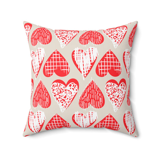 Doodle Hearts Throw Pillow
