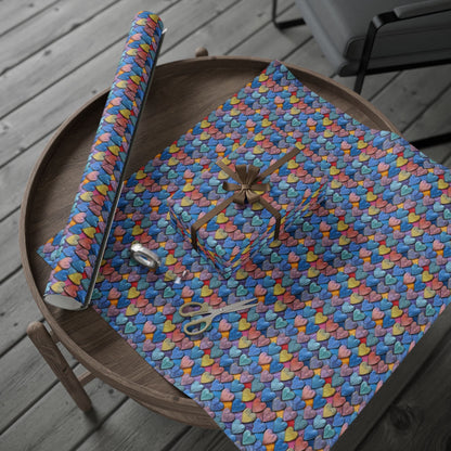 Color Pop Leather Hearts Wrapping Paper
