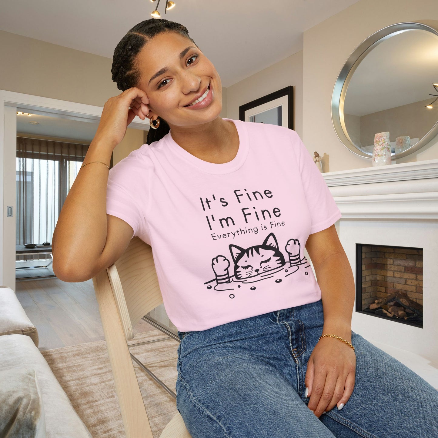 It's Fine I'm Fine Everything's Fine (Cat) Adult T-shirt