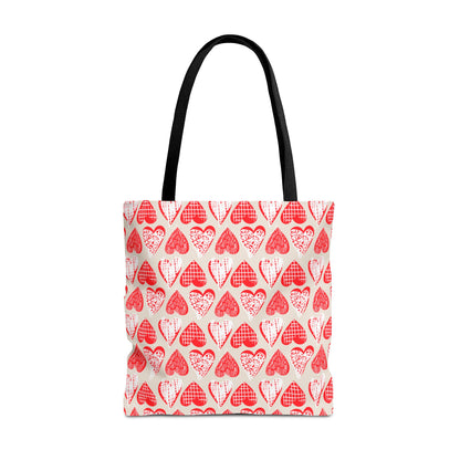Doodle Hearts Canvas Tote Bag