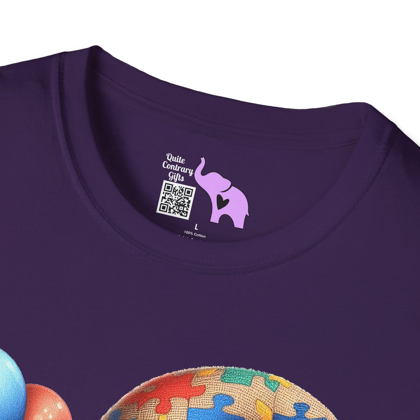 Autism Awarness Gnome w/Balloons Adult T-shirt