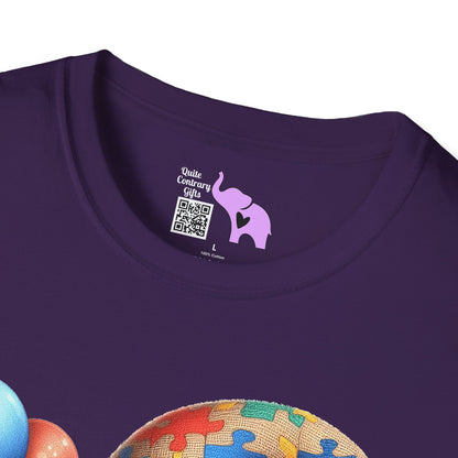 Autism Awarness Gnome w/Balloons Adult T-shirt