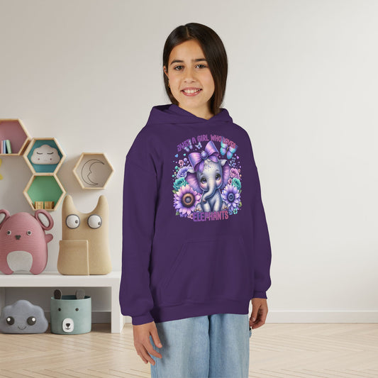 Just A Girl Who Loves Elephants Youth Heavy Blend Hoodie