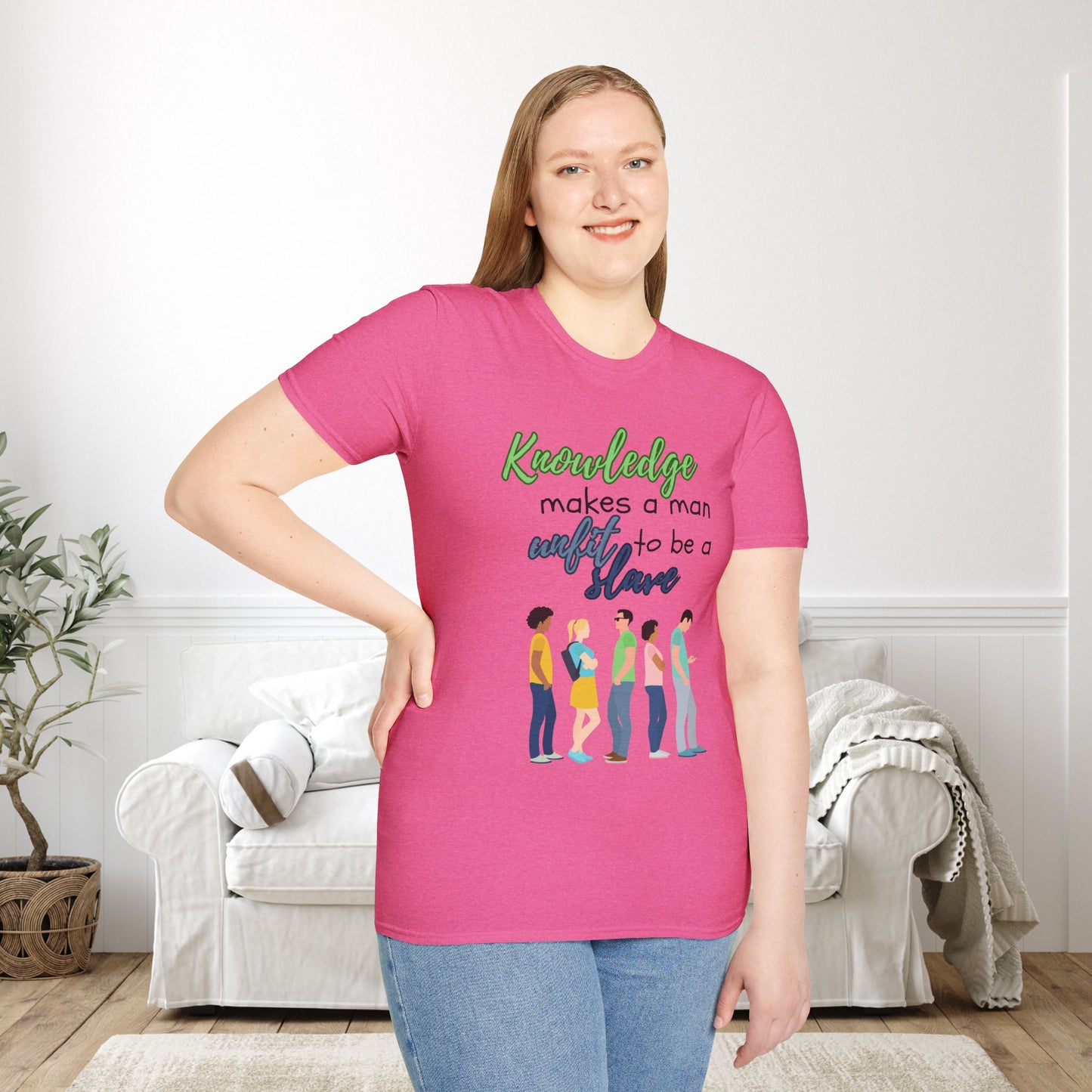 Knowledge Makes A Man Unfit to be a Slave Adult T-shirt