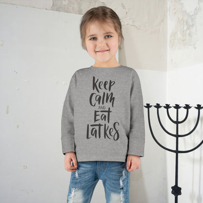 Keep Calm & Eat Latkes Toddler Long Sleeve Tee