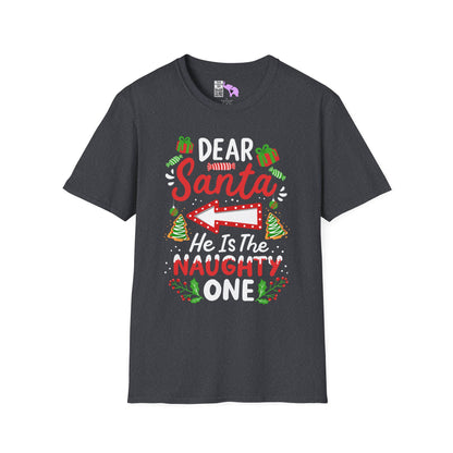 Dear Santa He Is The Naughty One Adult T-shirt