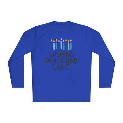 Hanukkah Wishing Peace & Light Adult Long Sleeve Tee
