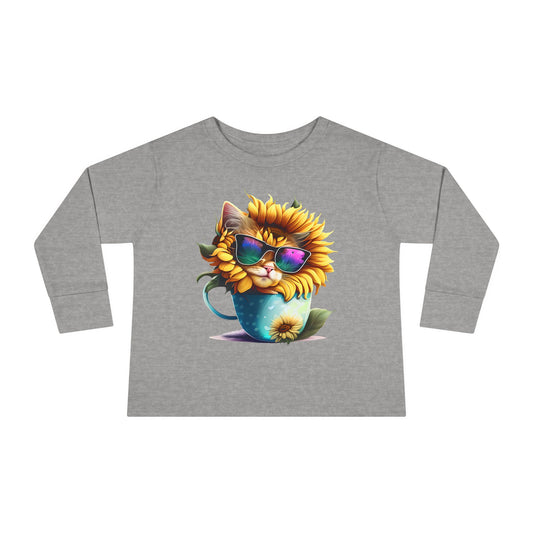 Cool Sunflower Kitten 1 Toddler Long Sleeve Tee