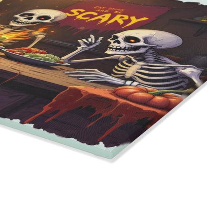Eat, Drink, & Be Scary Glass Cutting Board