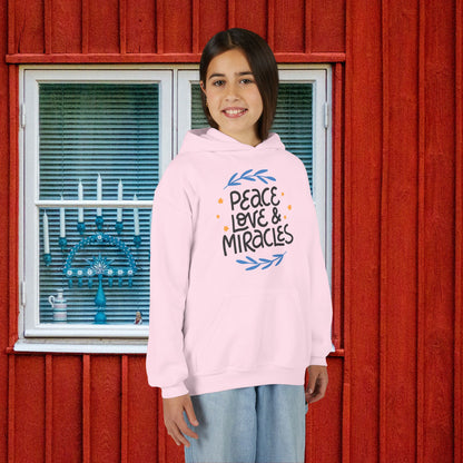 Hanukkah Peace Love & Miracles 2 Youth Hoodie