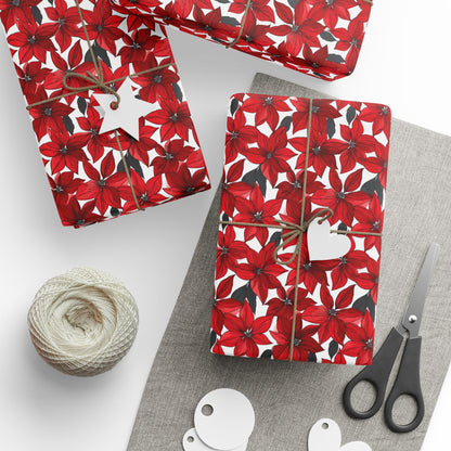 Inked Poinsettias Wrapping Paper