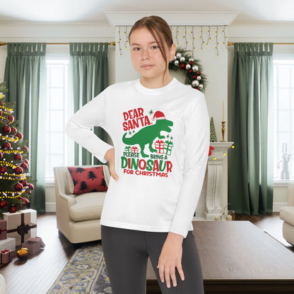 Dear Santa Please Bring a Dinosaur for Christmas Youth Long Sleeve Tee