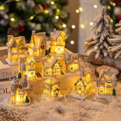 Small Christmas LED Light Up Resin House Village