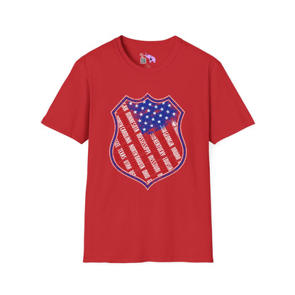 Badge-Shaped American Flag w/States Adult T-Shirt