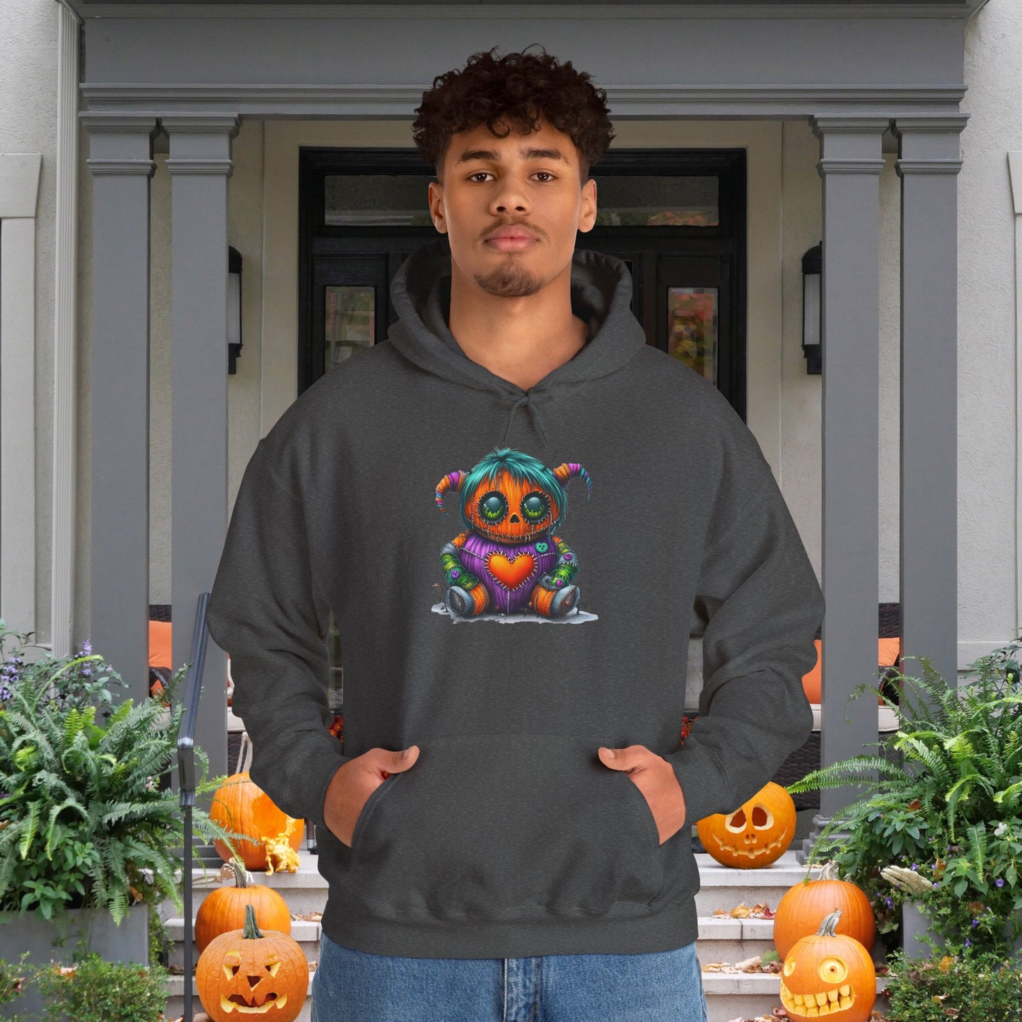 Patchwork Pumpkin Heart Heavy Blend™ Hooded Sweatshirt