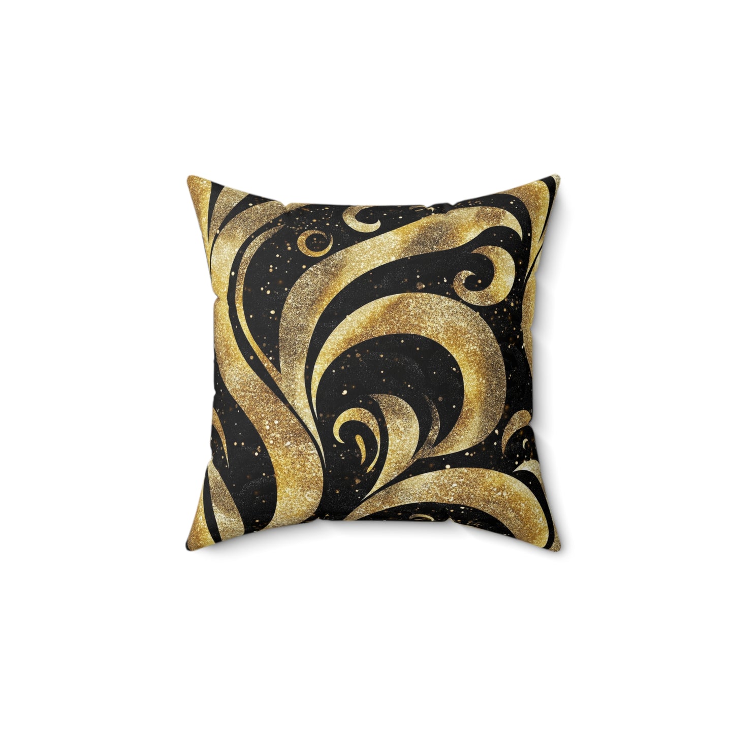 Black & Gold Luxe Swirl Throw Pillow