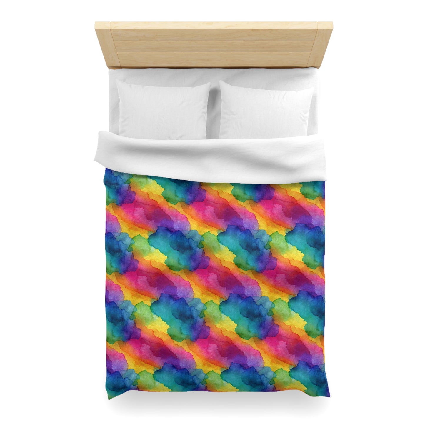 Rainbow Watercolors Microfiber Duvet Cover