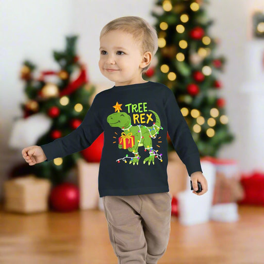 Christmas Tree Rex Toddler Long Sleeve Tee