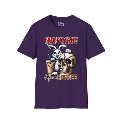 Nightmare Before Coffee (Voodoo Bunny/Skull) Adult T-shirt