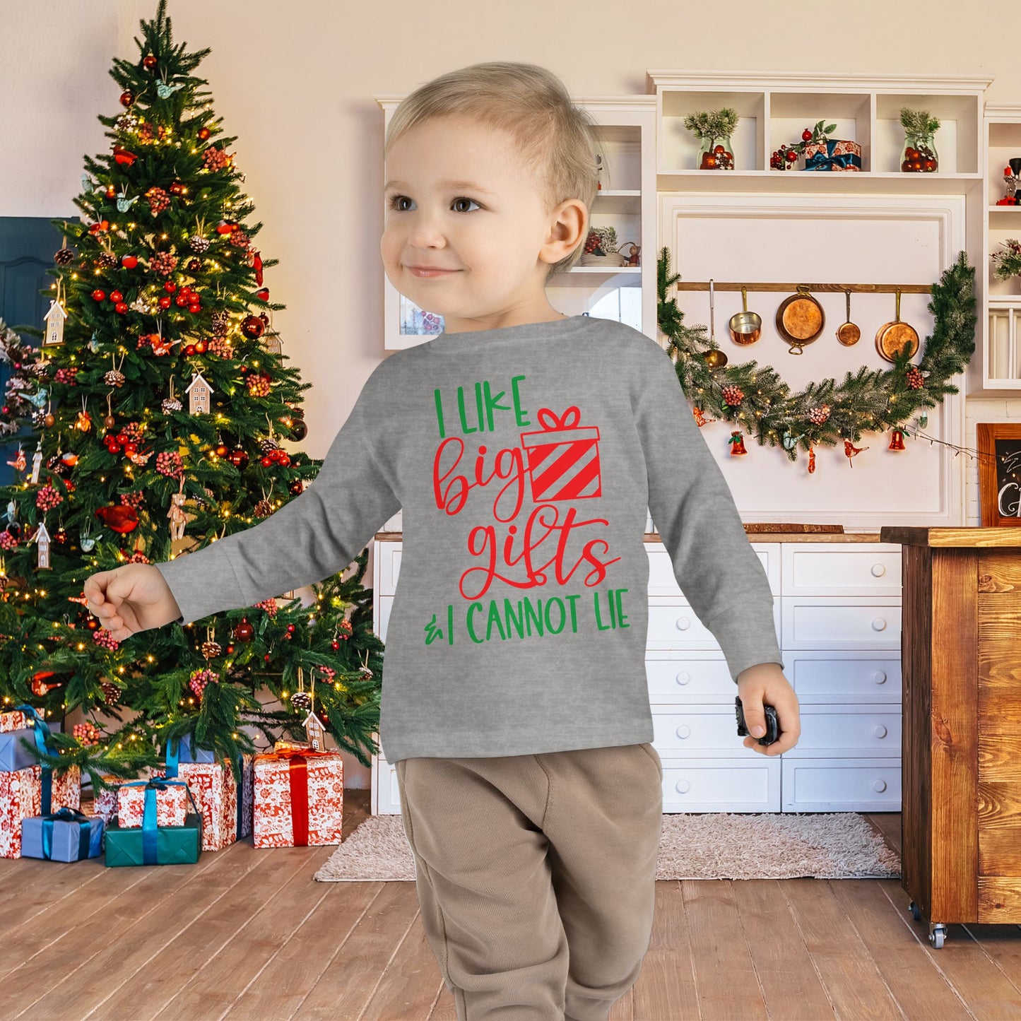 I Like Big Gifts & I Cannot Lie Toddler Long Sleeve Tee