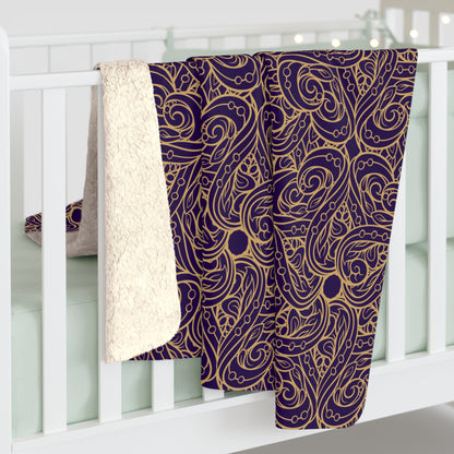 Oriental Purple/Gold Floral Fleece Blanket