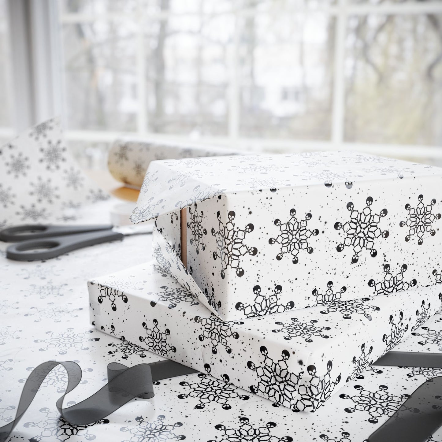 Skull Snowflakes Wrapping Paper
