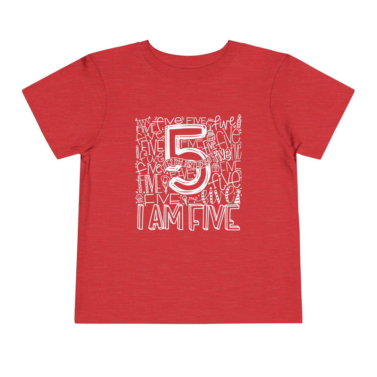 I Am Five Typography Toddler Tee