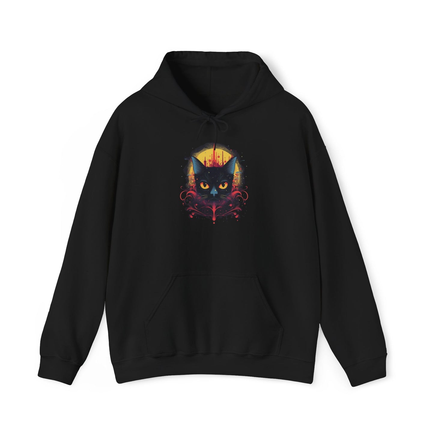 Creepy Black Cat 11 Heavy Blend™ Hooded Sweatshirt