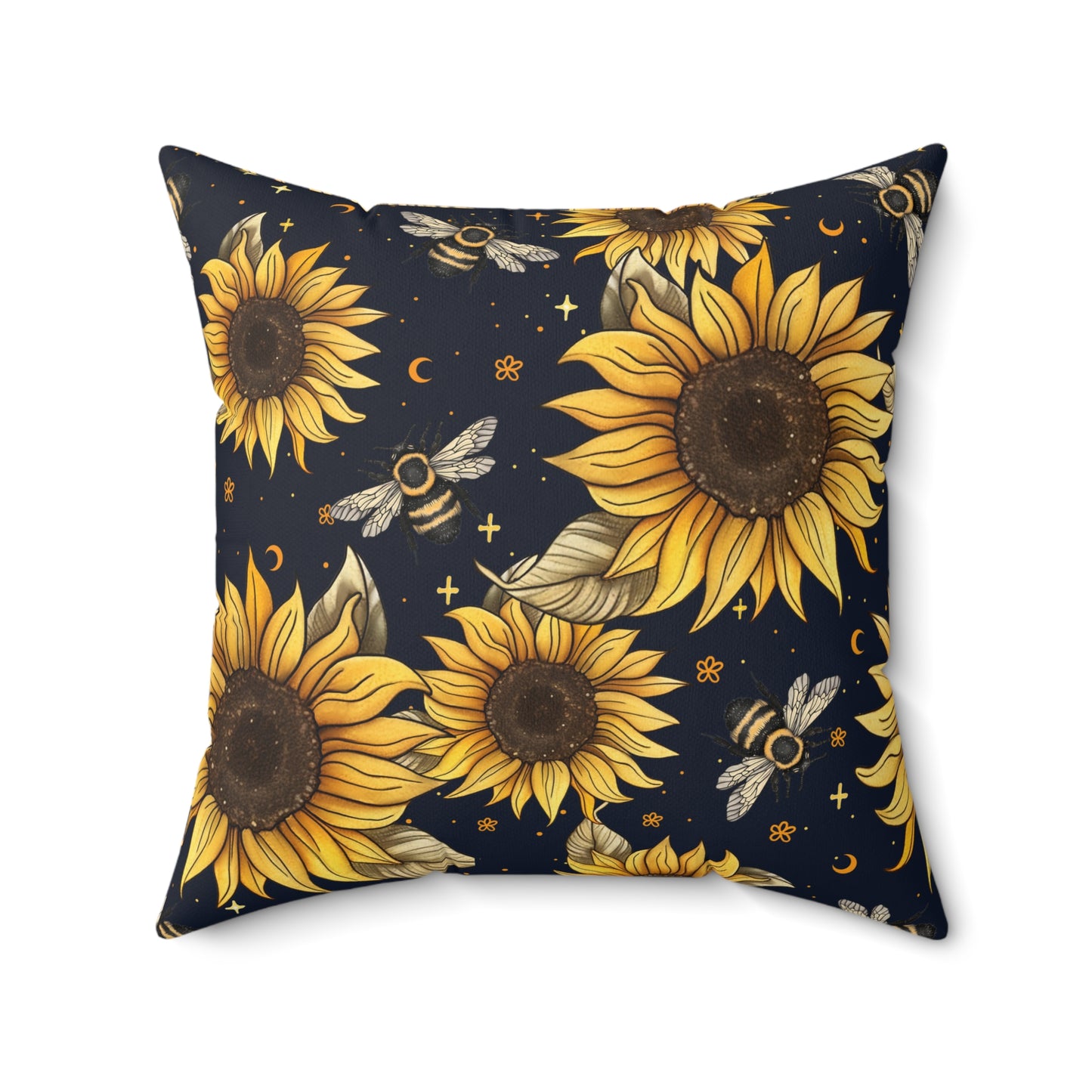 Sunflowers & Bees Throw Pillow