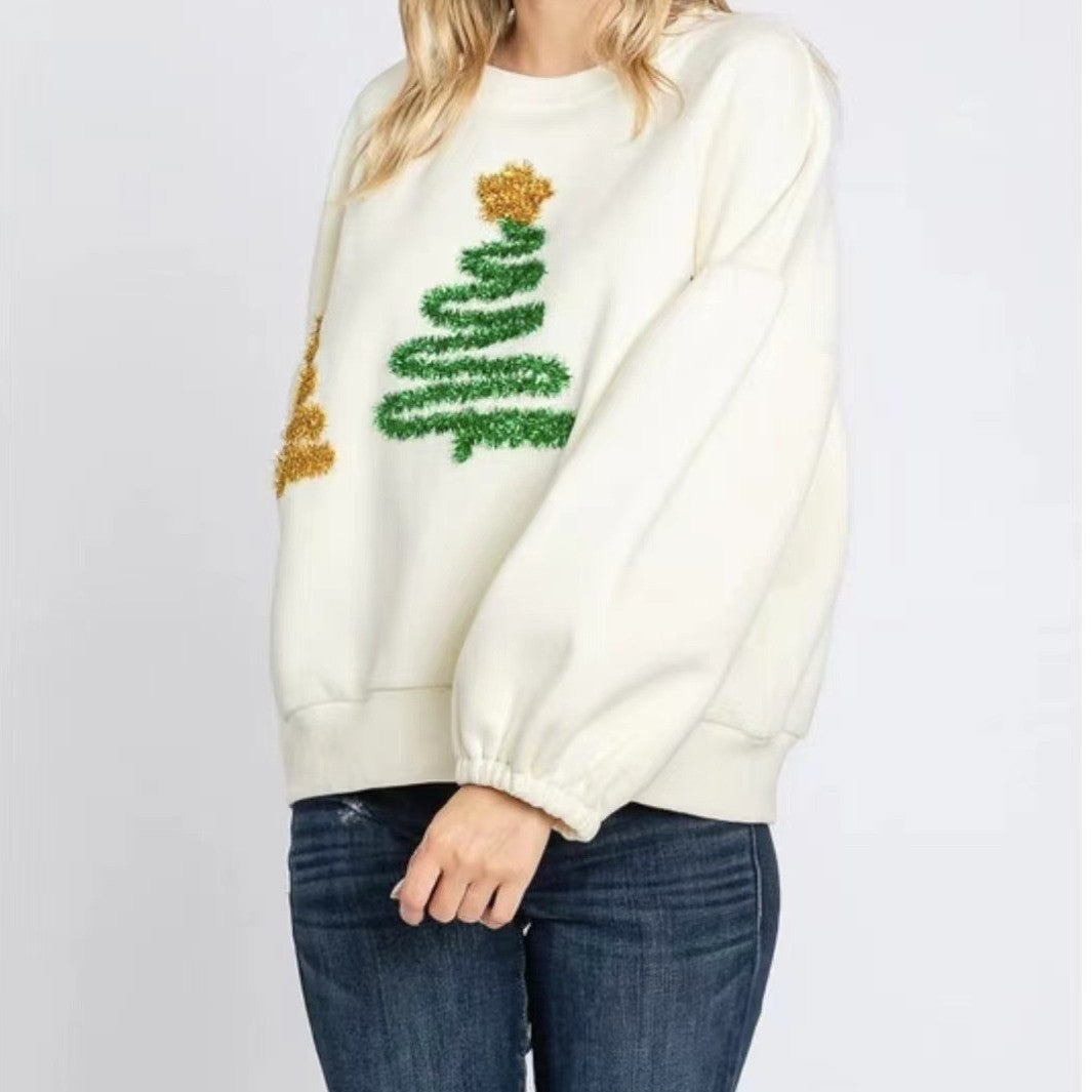 Women's Christmas Tree Casual Pullover Sweatshirt
