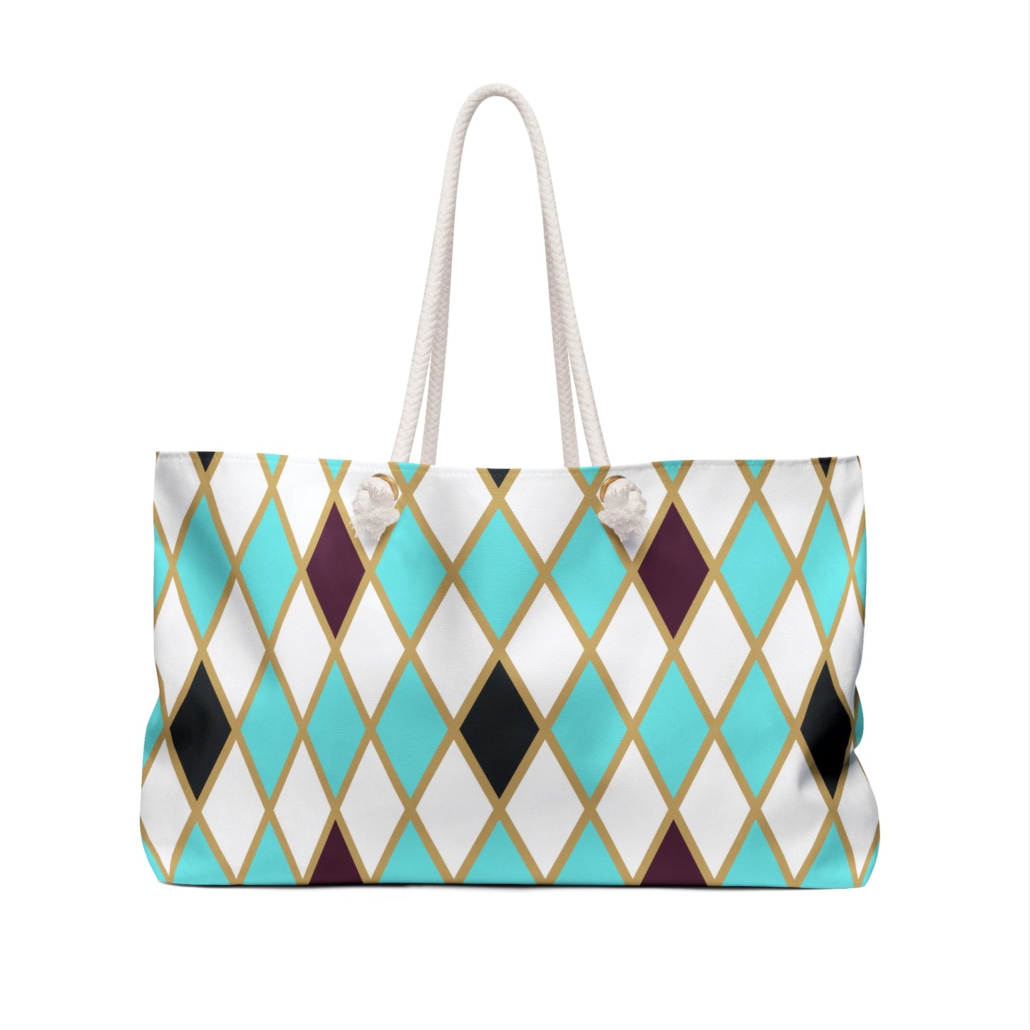 Teal/White Harlequin Weekender Bag