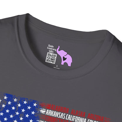 American Flag w/States Horizontal Adult Tshirt