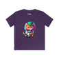 Cute Colorful Kitten w/Soccer Ball Youth Softstyle Tee