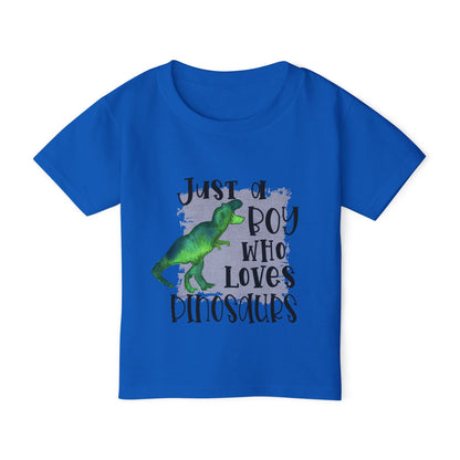 Just A Boy Who Loves Dinosaurs Heavy Cotton™ Toddler T-shirt
