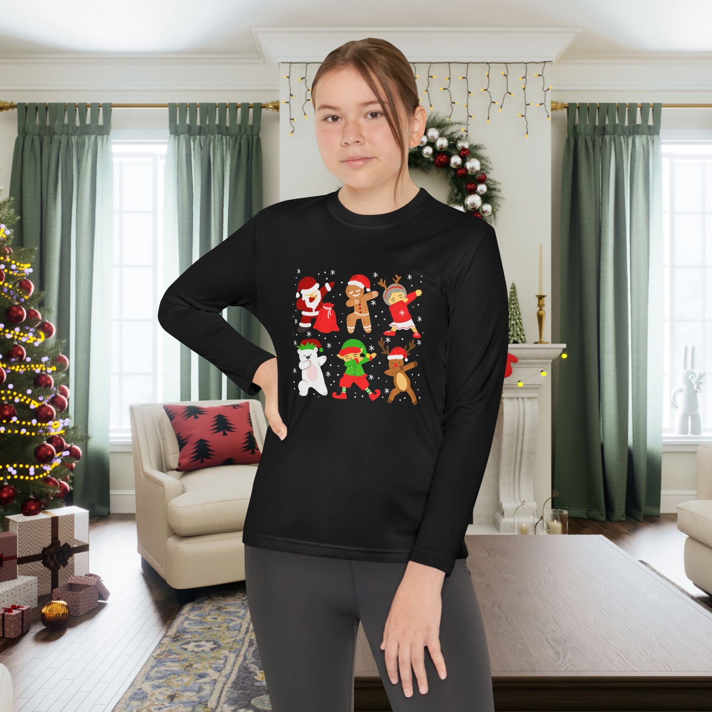 Dabbing Santa Crew Youth Long Sleeve Tee