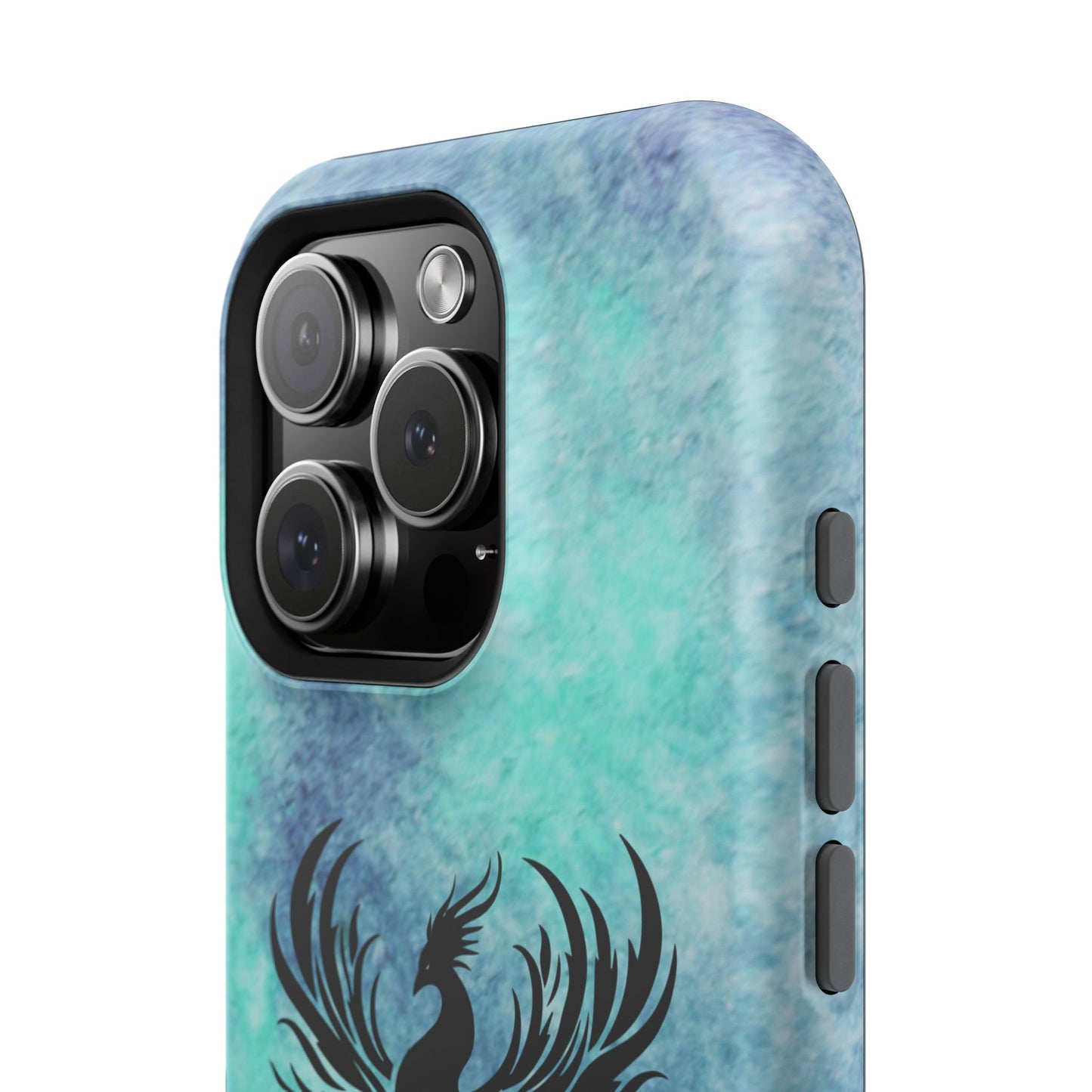 Phoenix Silhouette Over Teal Nebula MagSafe® Compatible Tough Case for iPhone