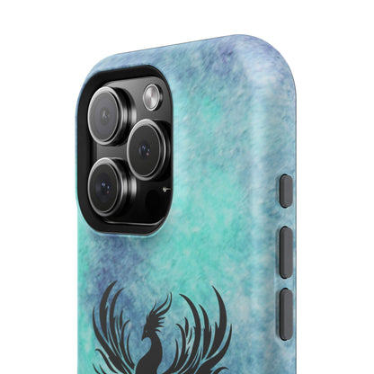 Phoenix Silhouette Over Teal Nebula MagSafe® Compatible Tough Case for iPhone