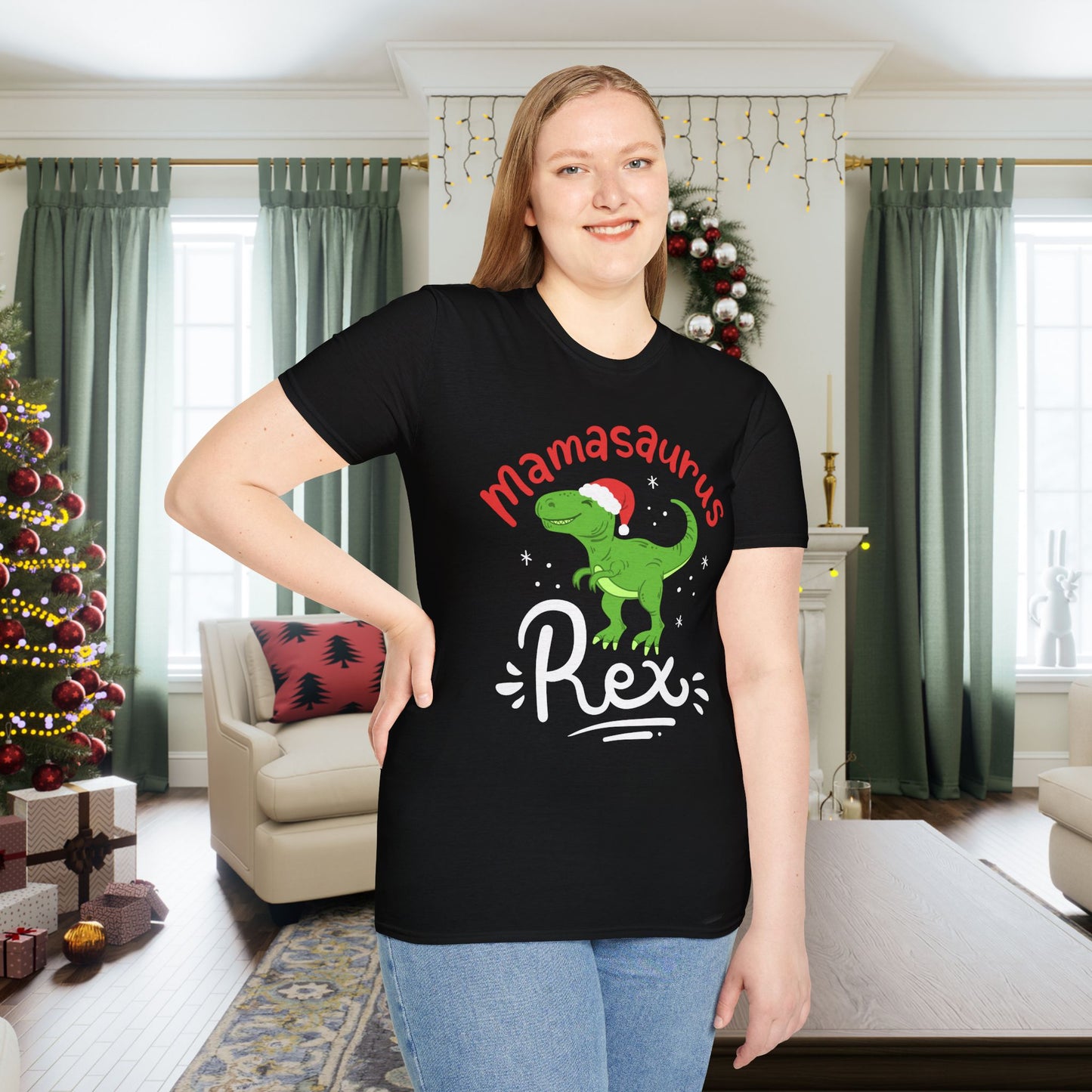 Christmas Mamasaurus Rex Adult T-shirt