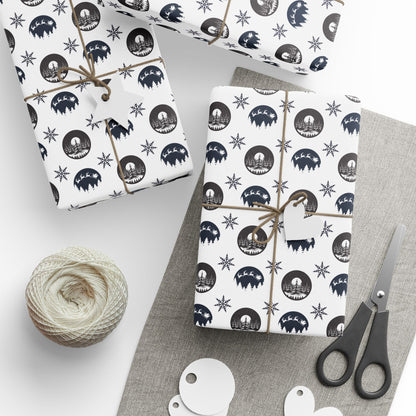 Round Christmas Nights Silhouette Wrapping Paper