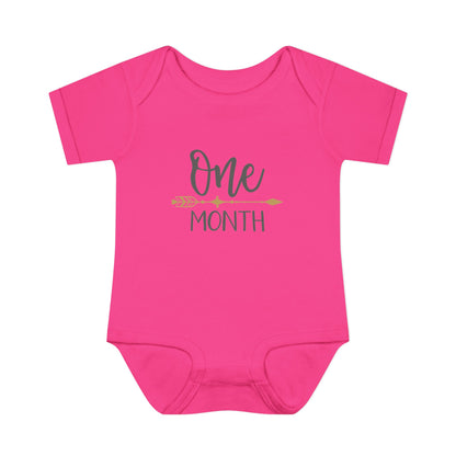Golden Arrow Milestone Baby Bodysuit-One Month