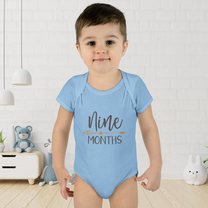 Golden Arrow Milestone Baby Bodysuit-Nine Months