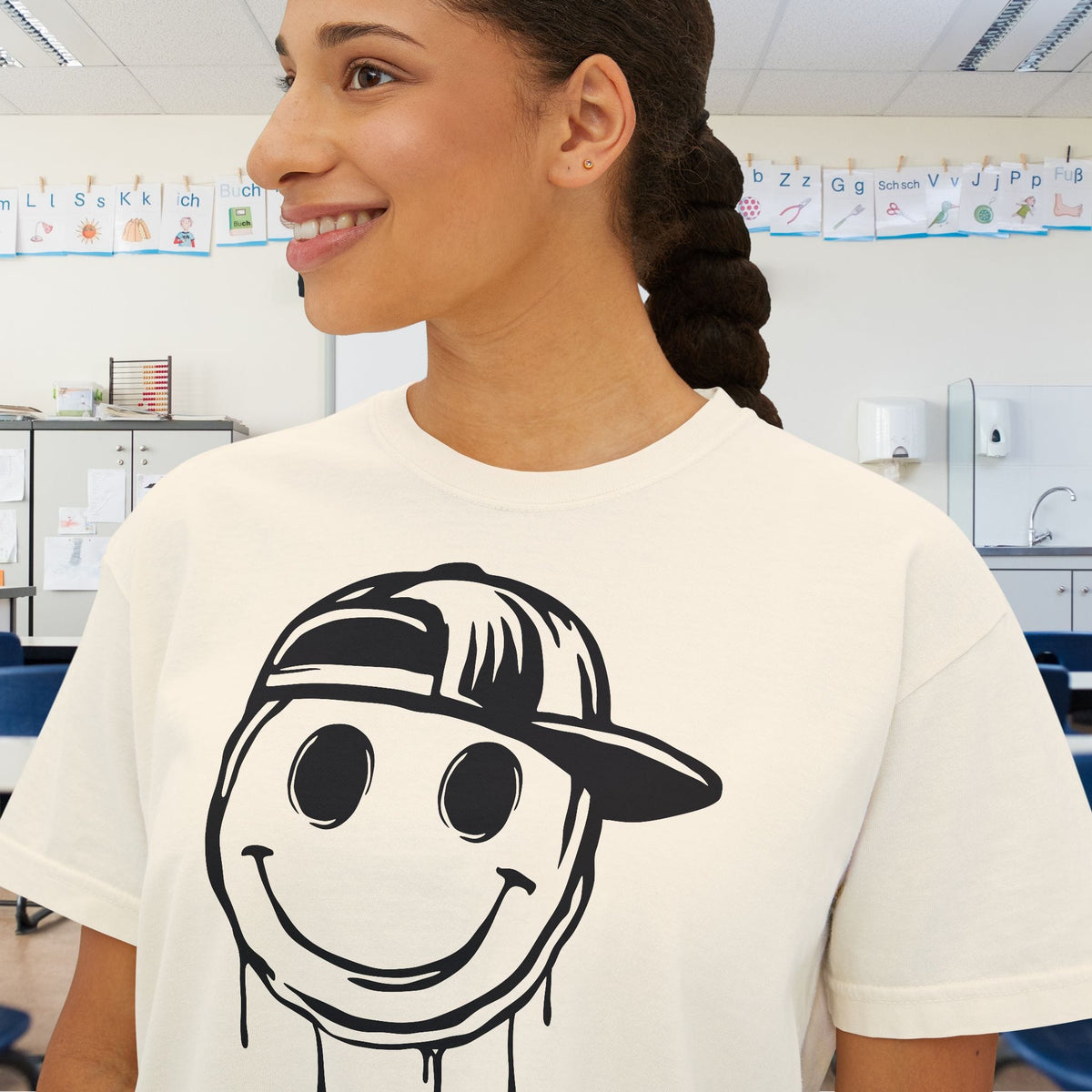 Melty Smiley Face w/Hat Women's Boxy Tee