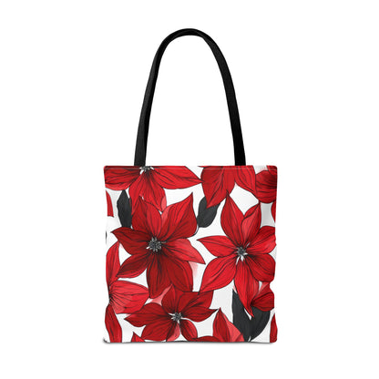 Inked Poinsettias Canvas Tote Bag