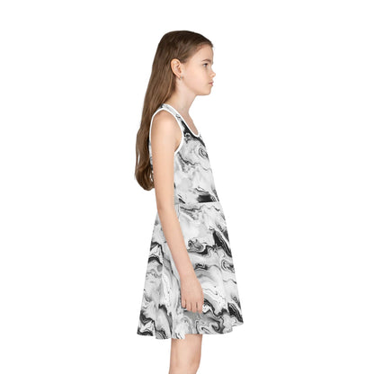 Frost Veil Marble Girls' Sleeveless Sundress