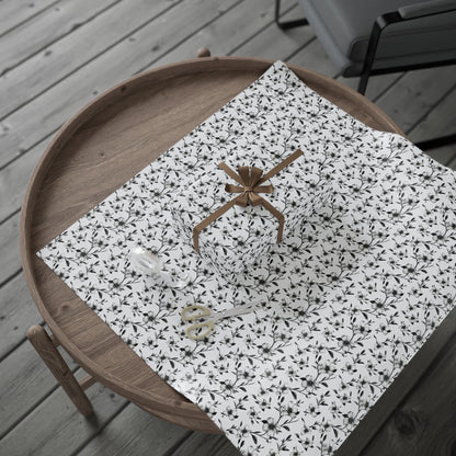 Black & White Five Petal Floral Gift Wrap for All Occasions