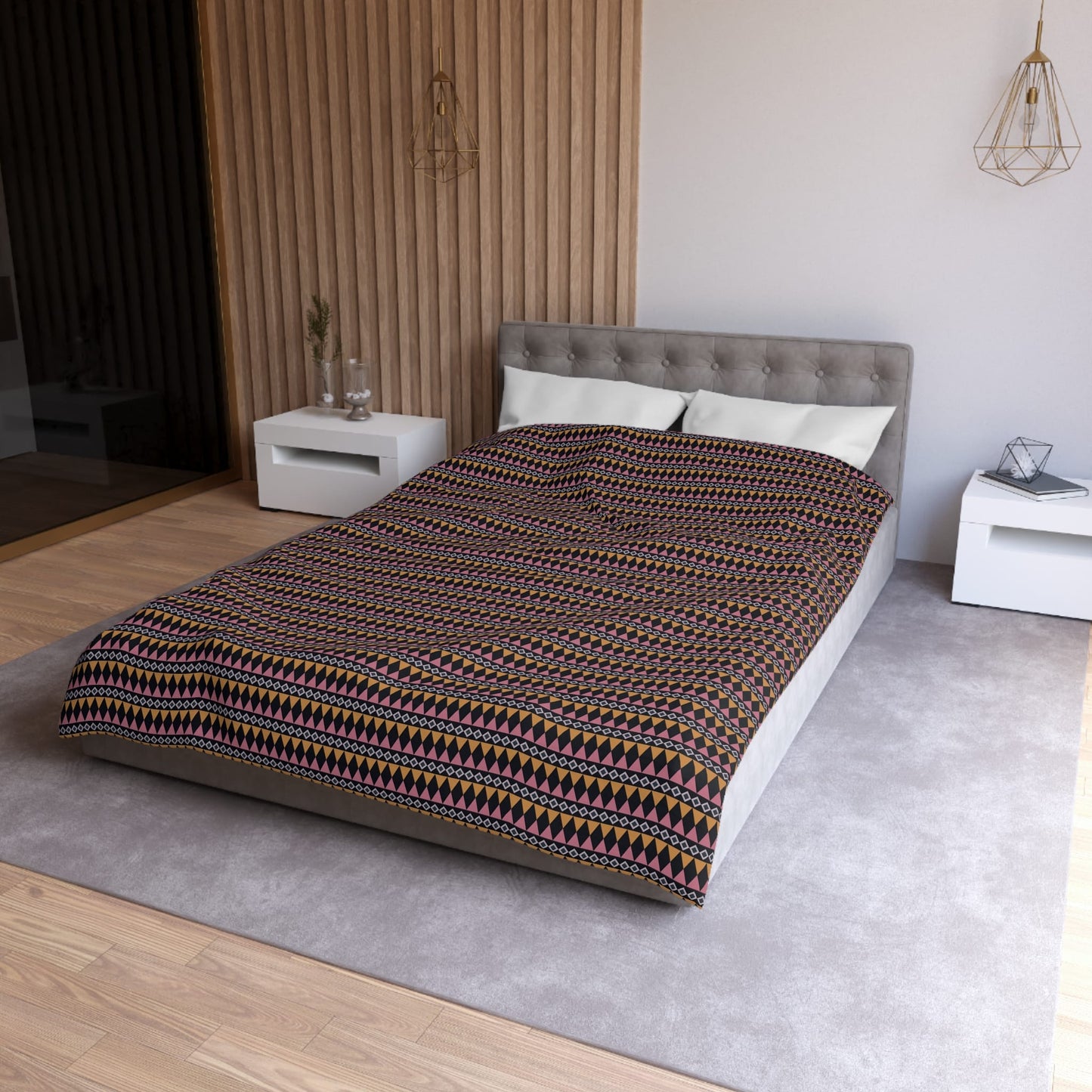 Midnight Clay Cairn Stripes Microfiber Duvet Cover