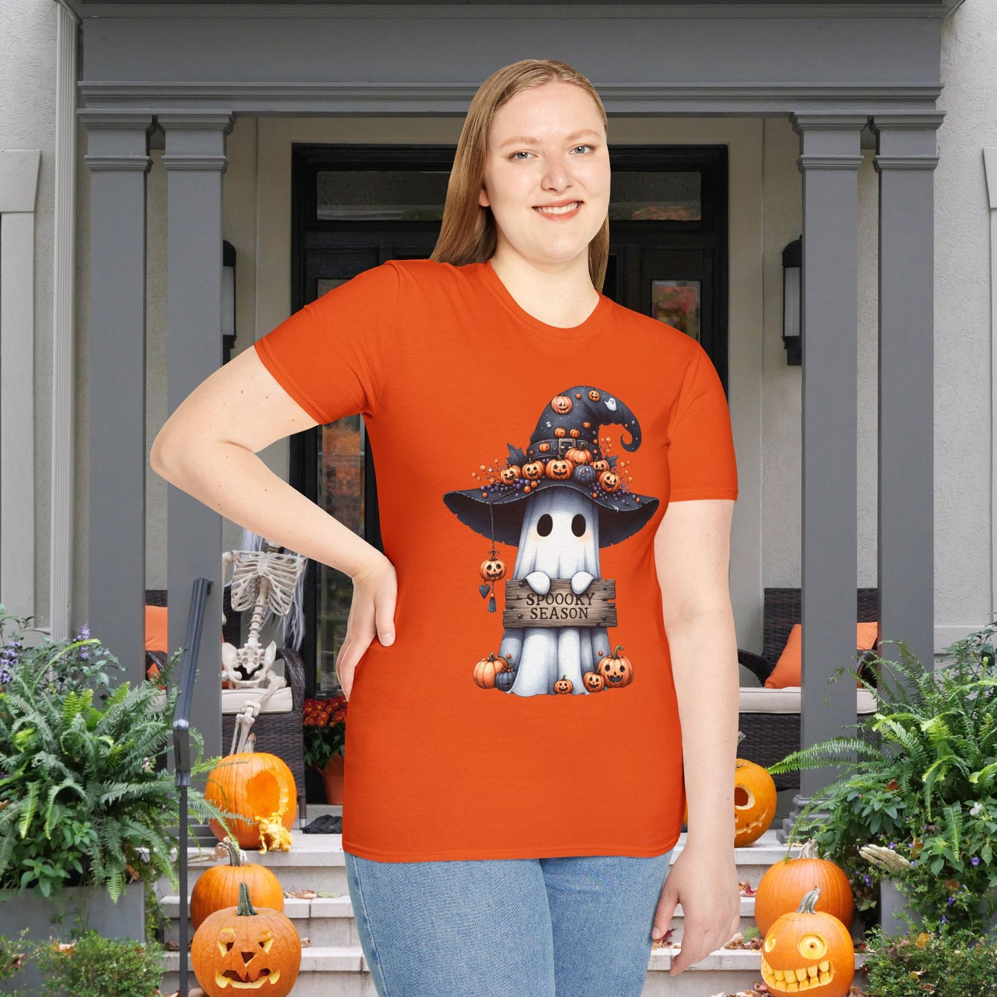 Spooky Season Cute Ghost Adult T-shirt
